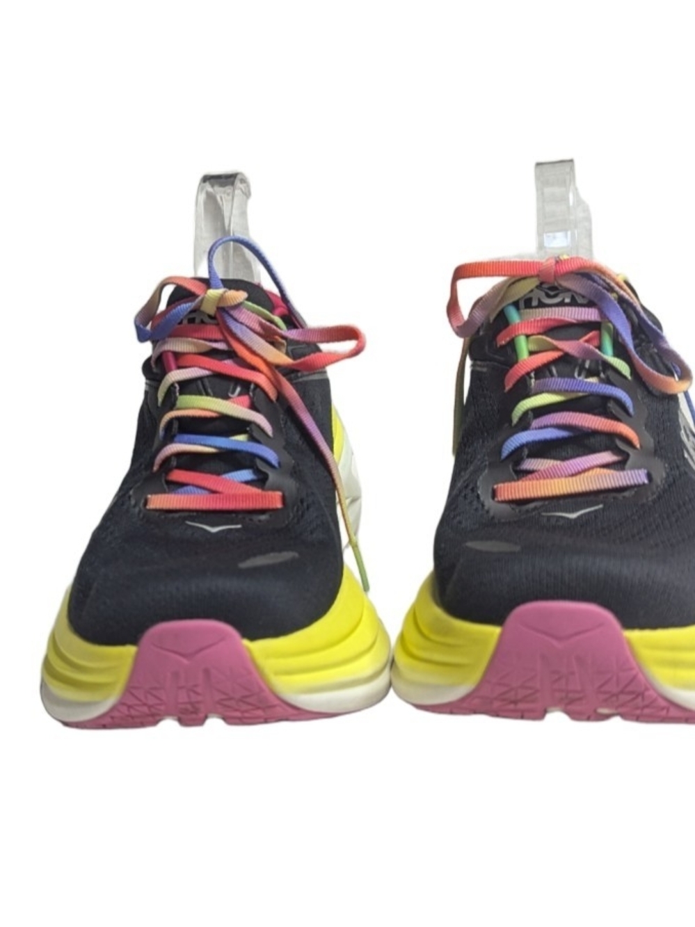 Hoka One One Bondi 8 Women Road Running Shoes Black Citrus Glow Size 10.5 - Picture 2 of 10